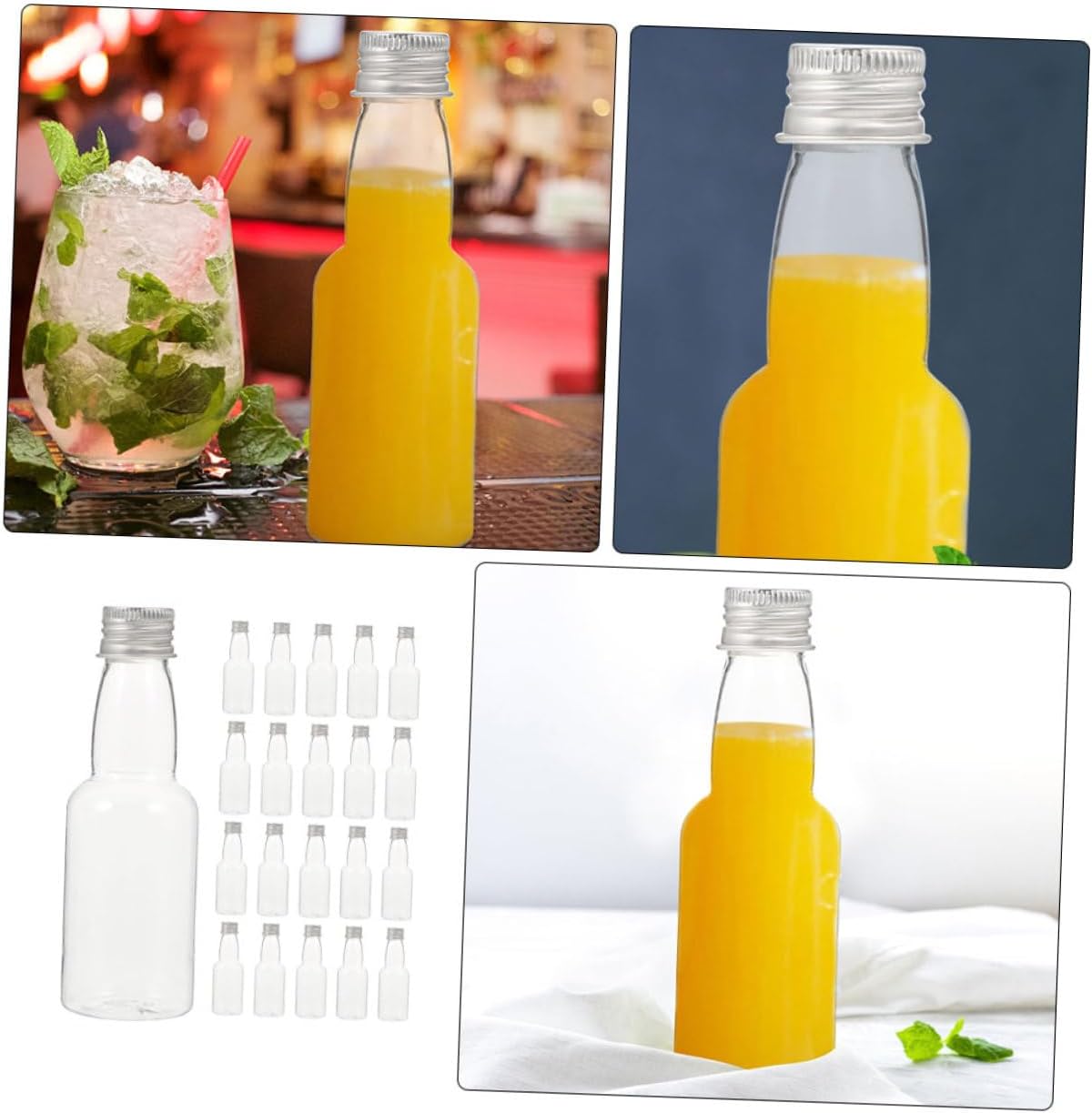FUNOMOCYA 25pcs Multi-Functional Plastic Juice Bottles with Caps