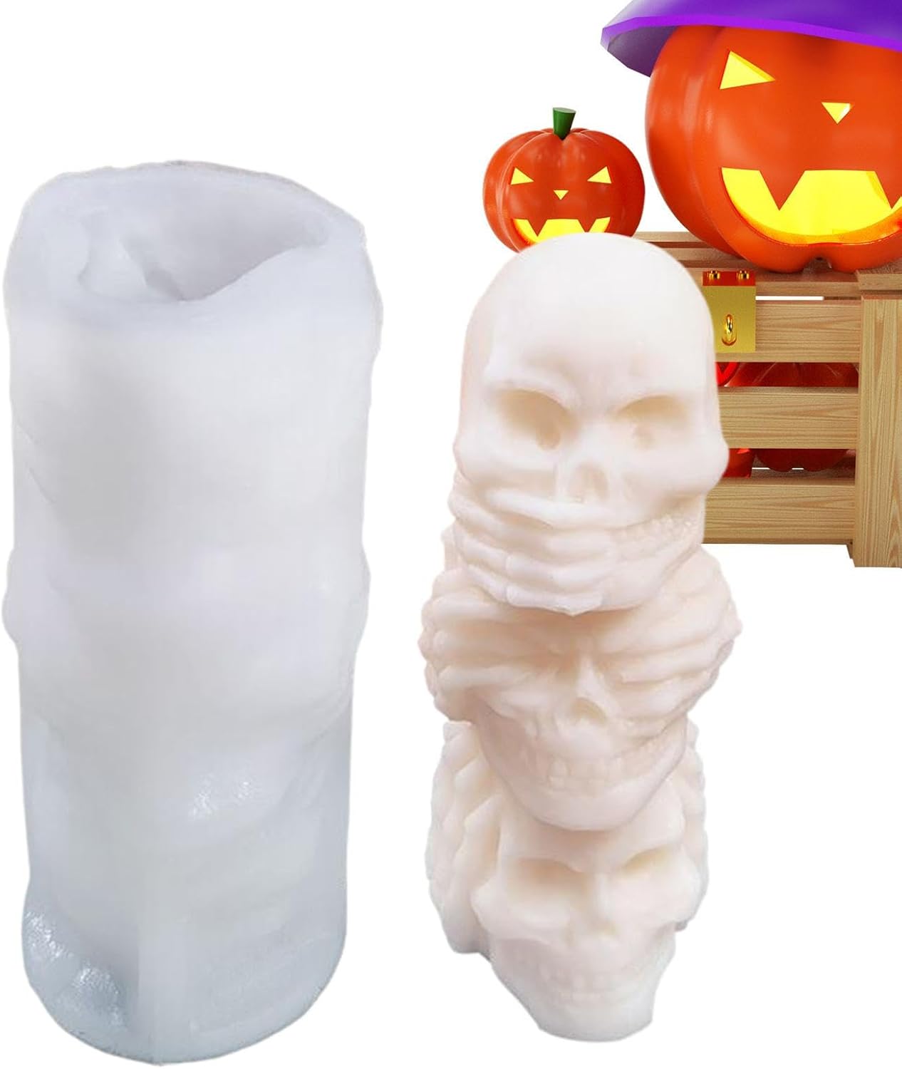 Decorhome Skull Silicone Candle Mold Gothic Stacking Design