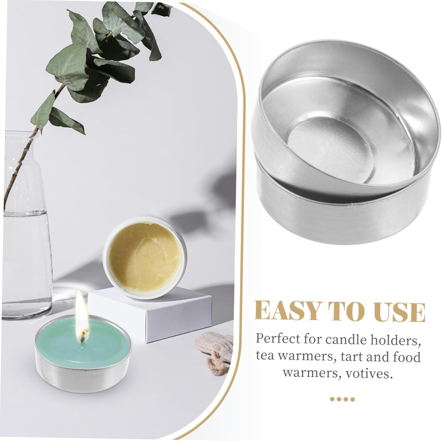 LIFKICH 500pcs Empty Tea Light Candle Containers for Candle Making
