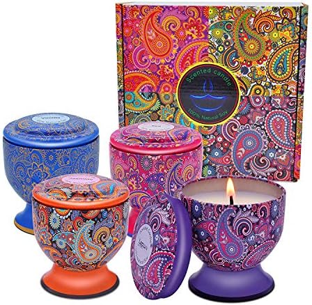 Amzwax Scented Candles Set of 4 - Lemon Vanilla Jasmine Green Tea