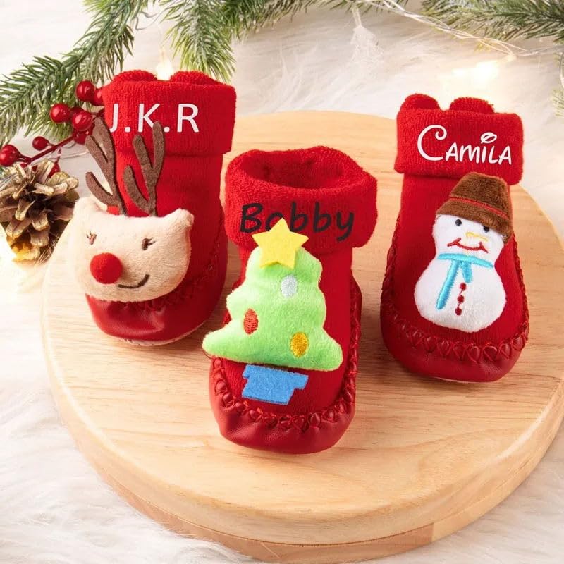 Personalized Baby Christmas Socks with 3D Santa Design 1