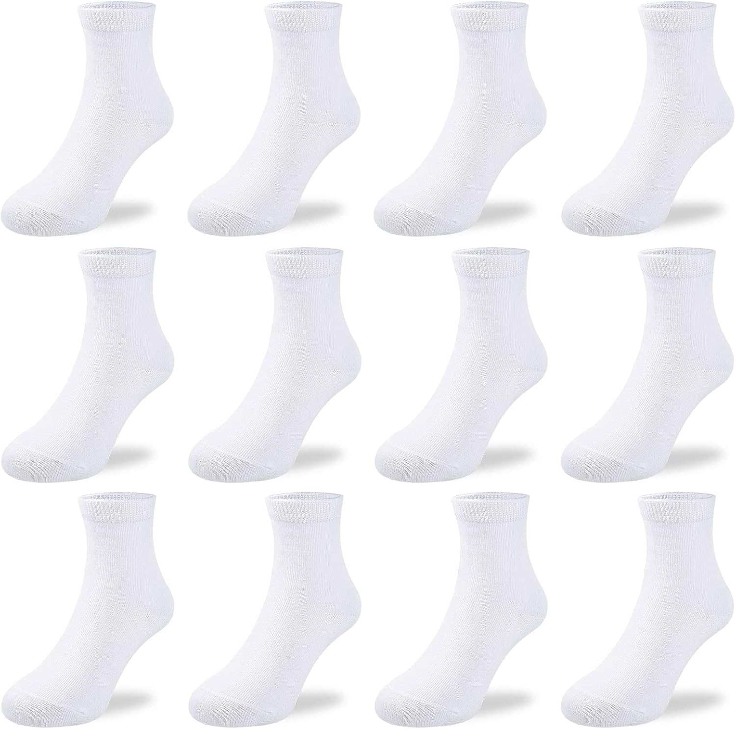 BOOPH 12 Pairs Kids Athletic Crew Socks