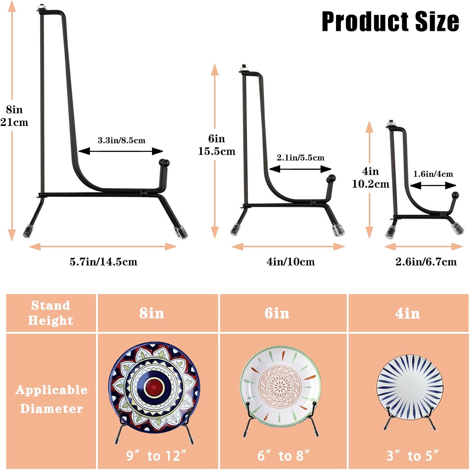 6 Pack Anti-Slip Iron Plate Stands for Display