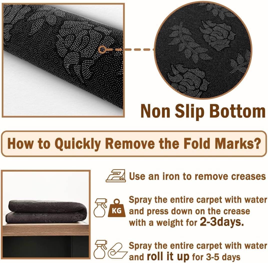 Greek Key Border Black Gold Runner Rug 2x7ft