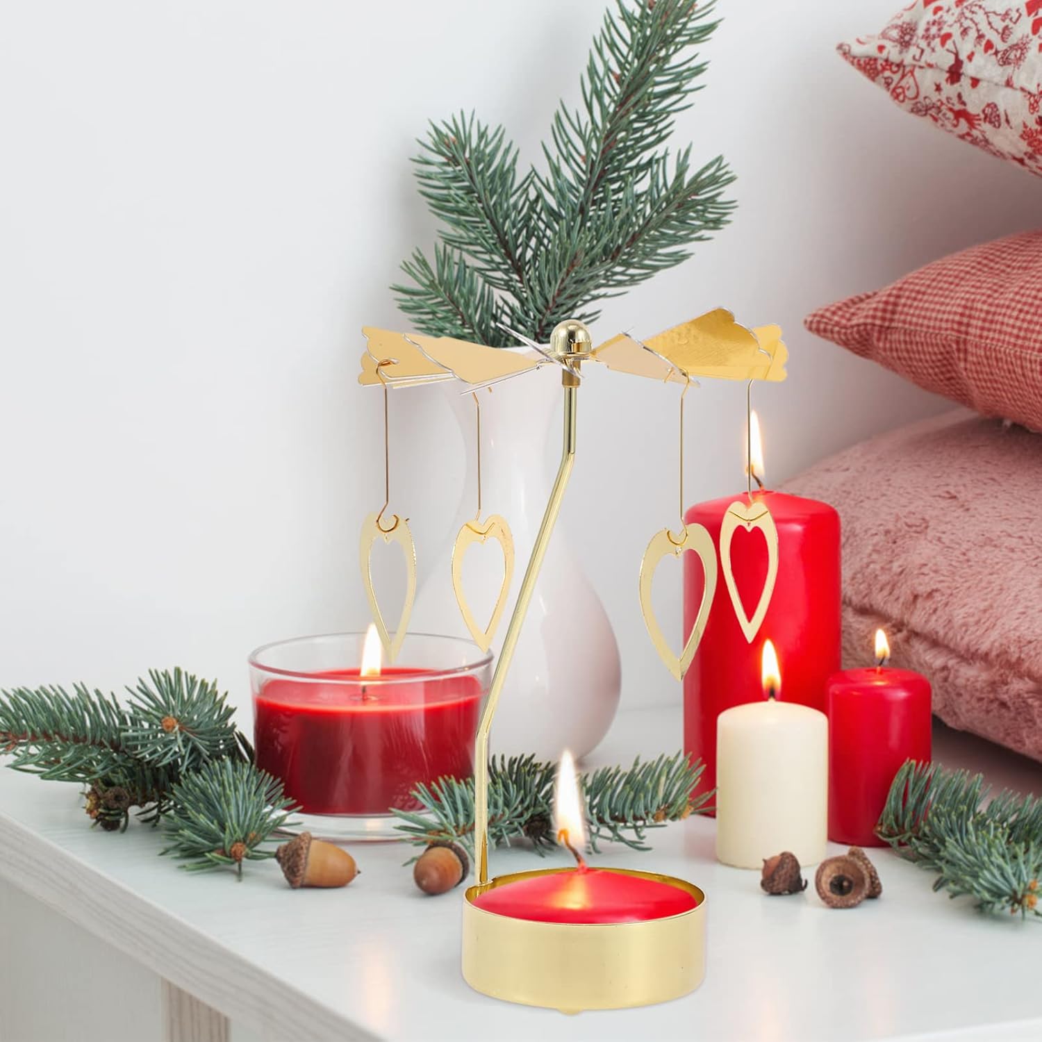 Beaupretty 2pcs Rotating Candlestick Holders Five-Pointed Star Party Decor