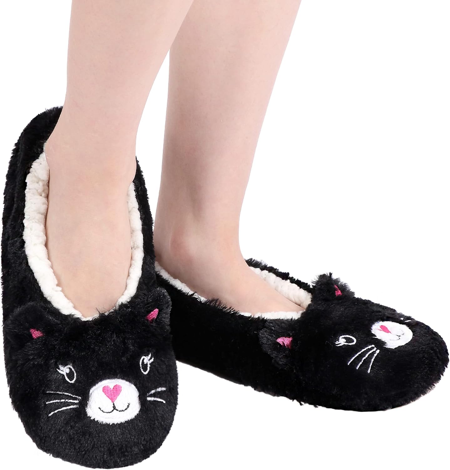 Cute Fuzzy Panda Bros Slippers With Non-Slip Grippers