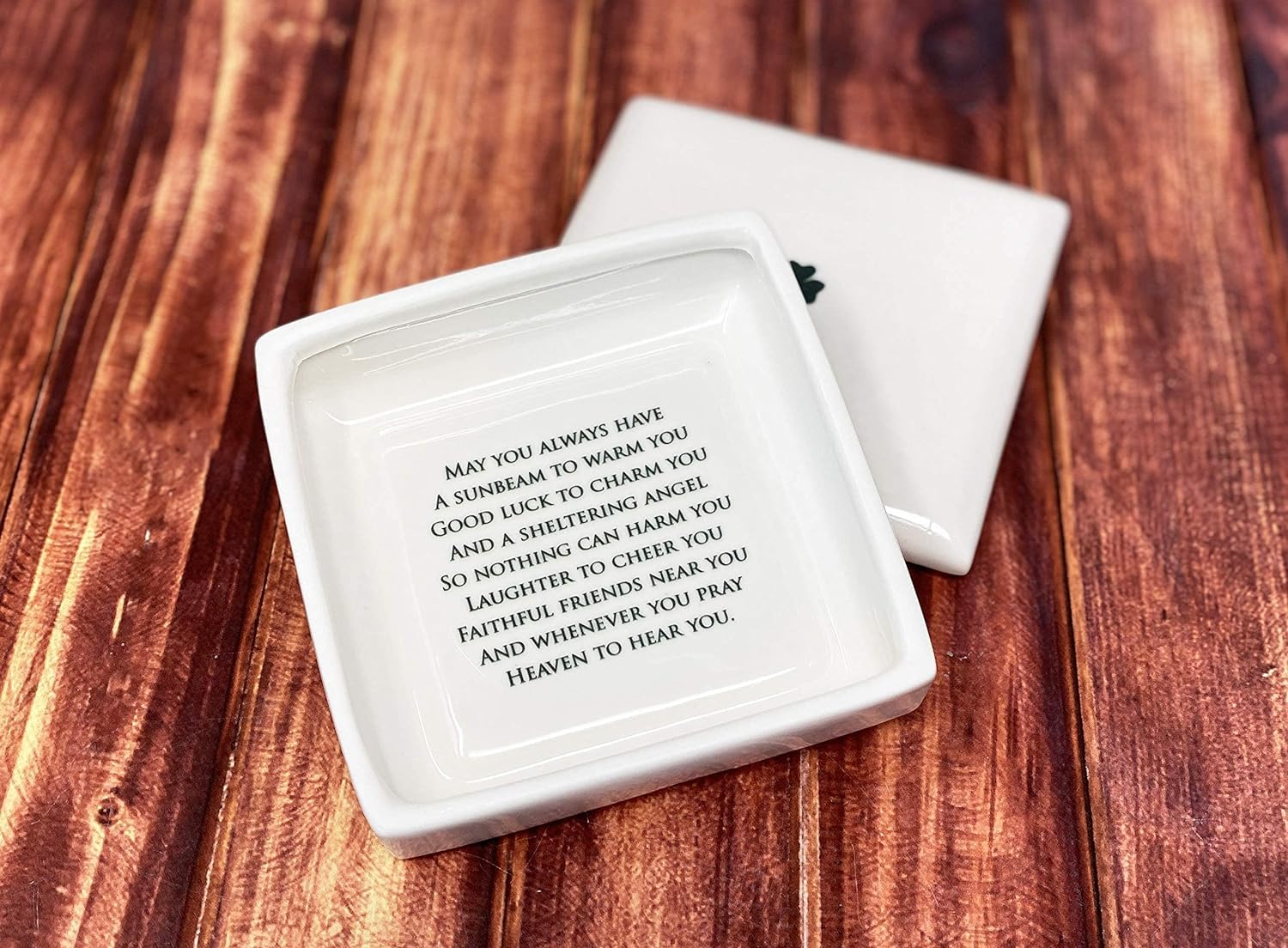 Susabella Square Ceramic Keepsake Box with Irish Blessing