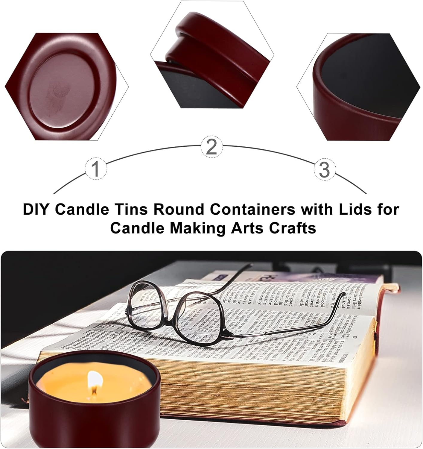 12Pcs Round Candle Tins Jar for DIY Crafts and Storage