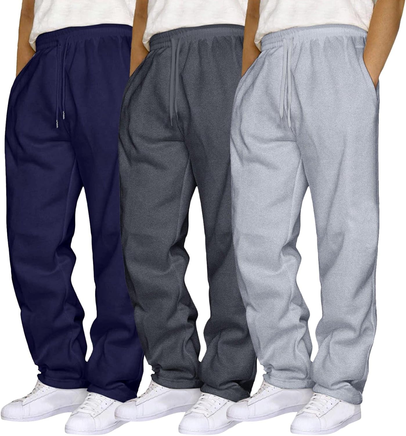 TTBDWiian Men 3 Pack Jogger Sweatpants Loose Running Casual Trousers
