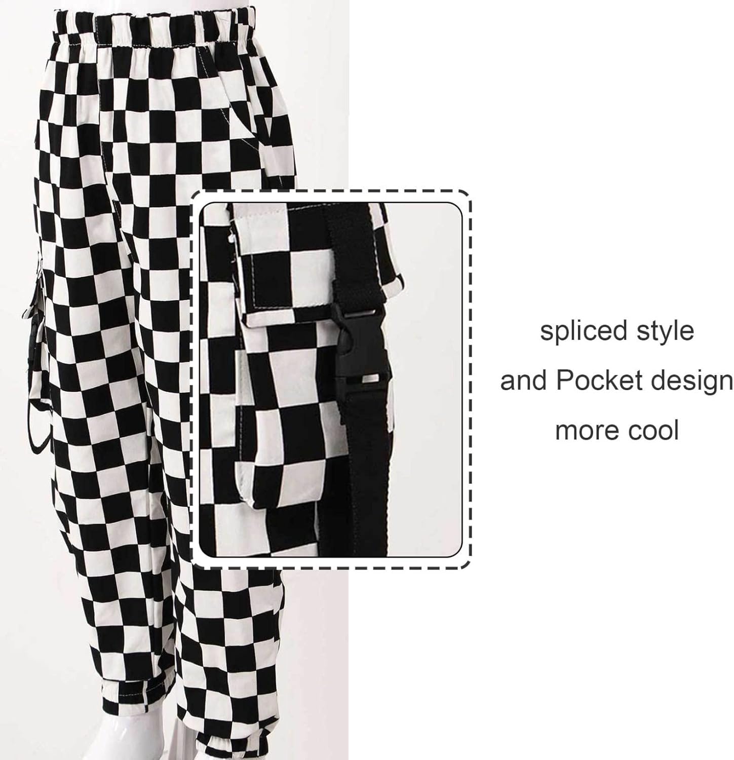 Oyolan Kids Girls Plaid Cargo Sweatpants