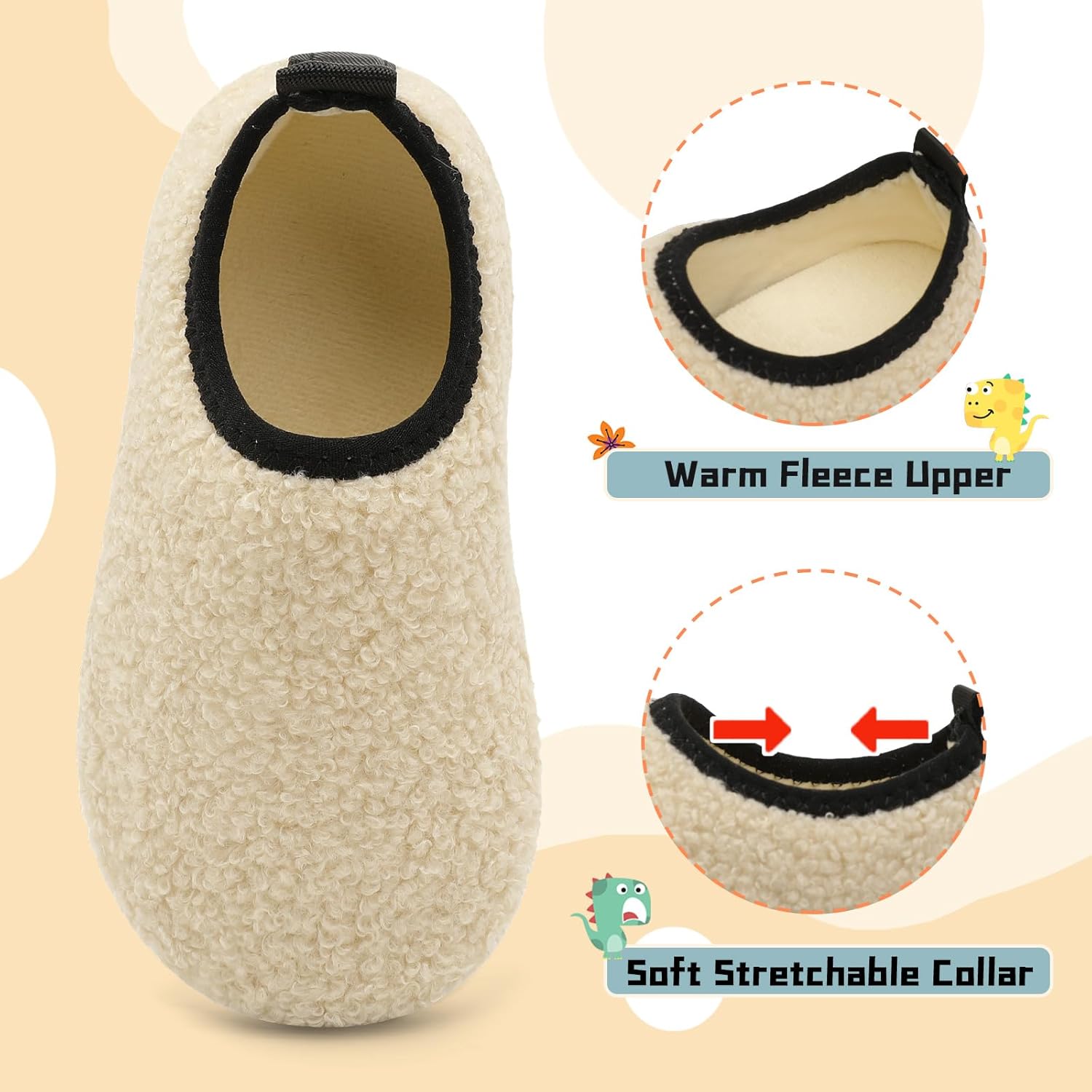 QFH Toddler Slippers with Soft Velvet Lining