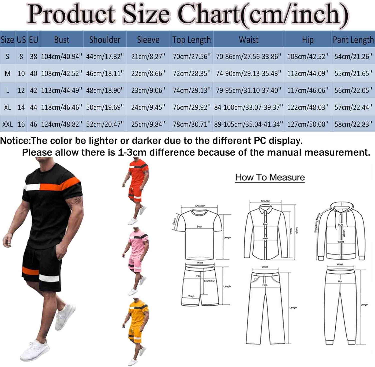 Wuitopue Mens 2 Piece Summer Tracksuit Set