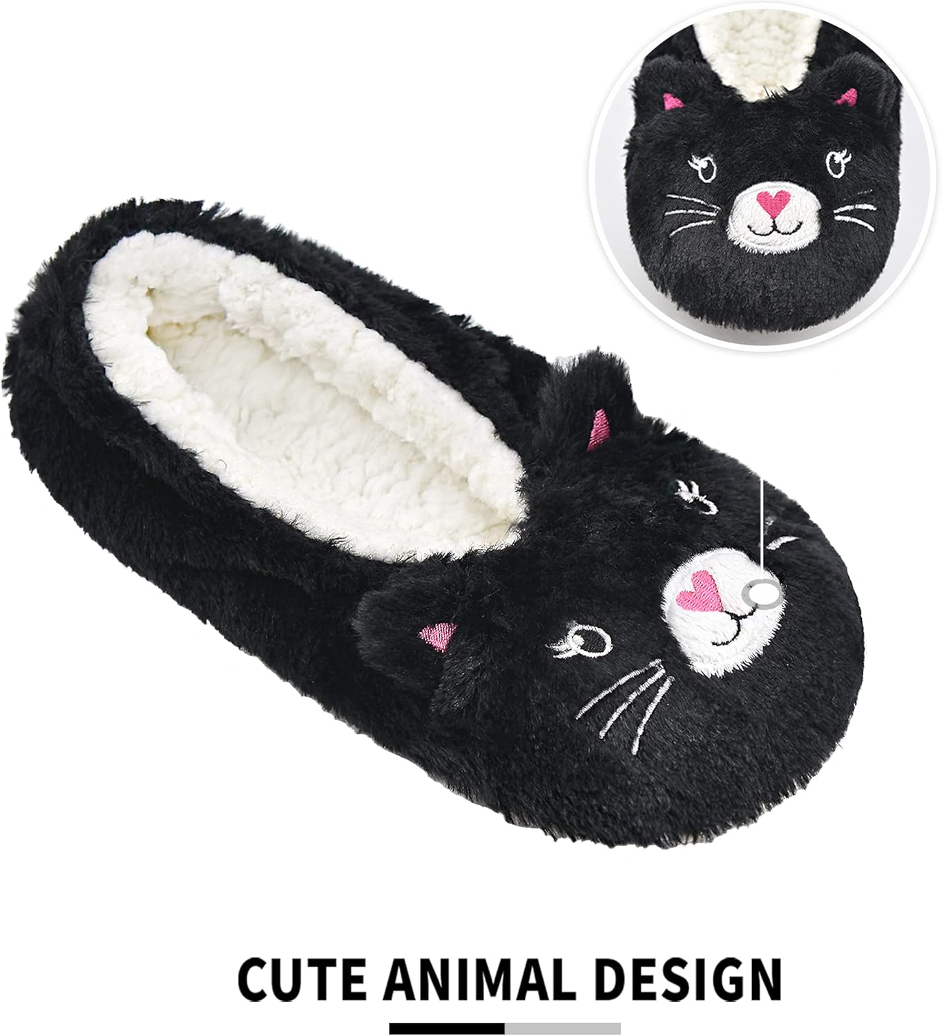 Cute Fuzzy Panda Bros Slippers With Non-Slip Grippers