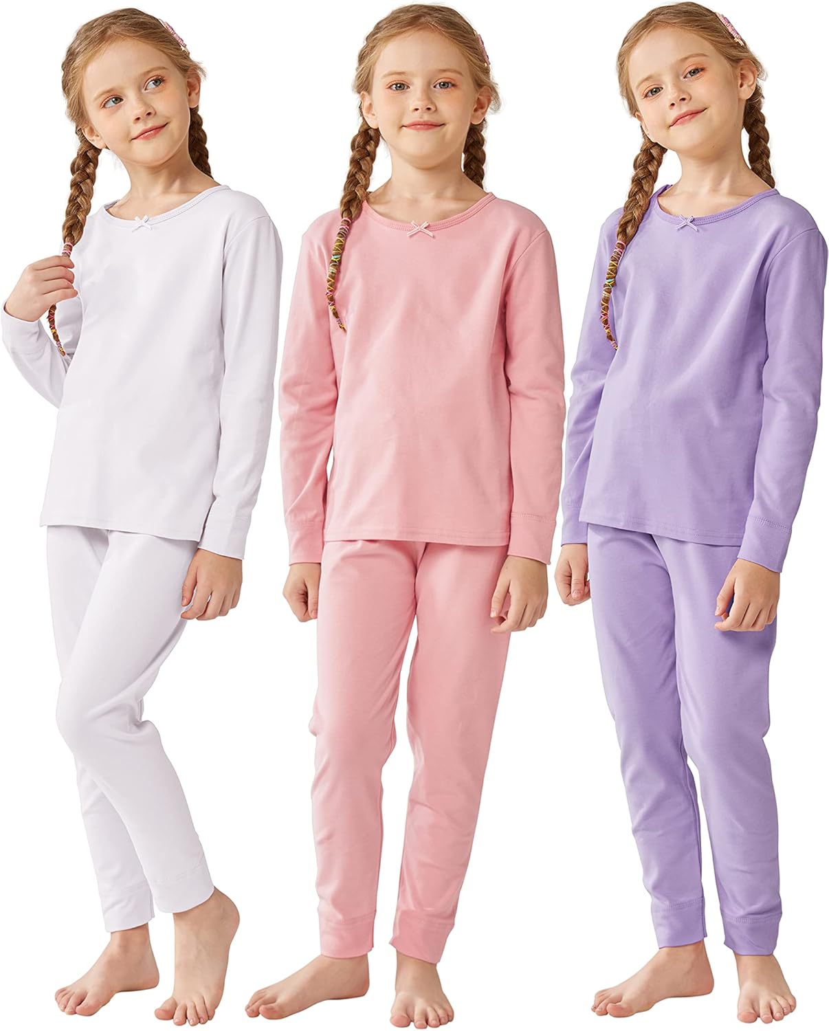 Resinta Toddler Girls Thermal Underwear Set with Bows