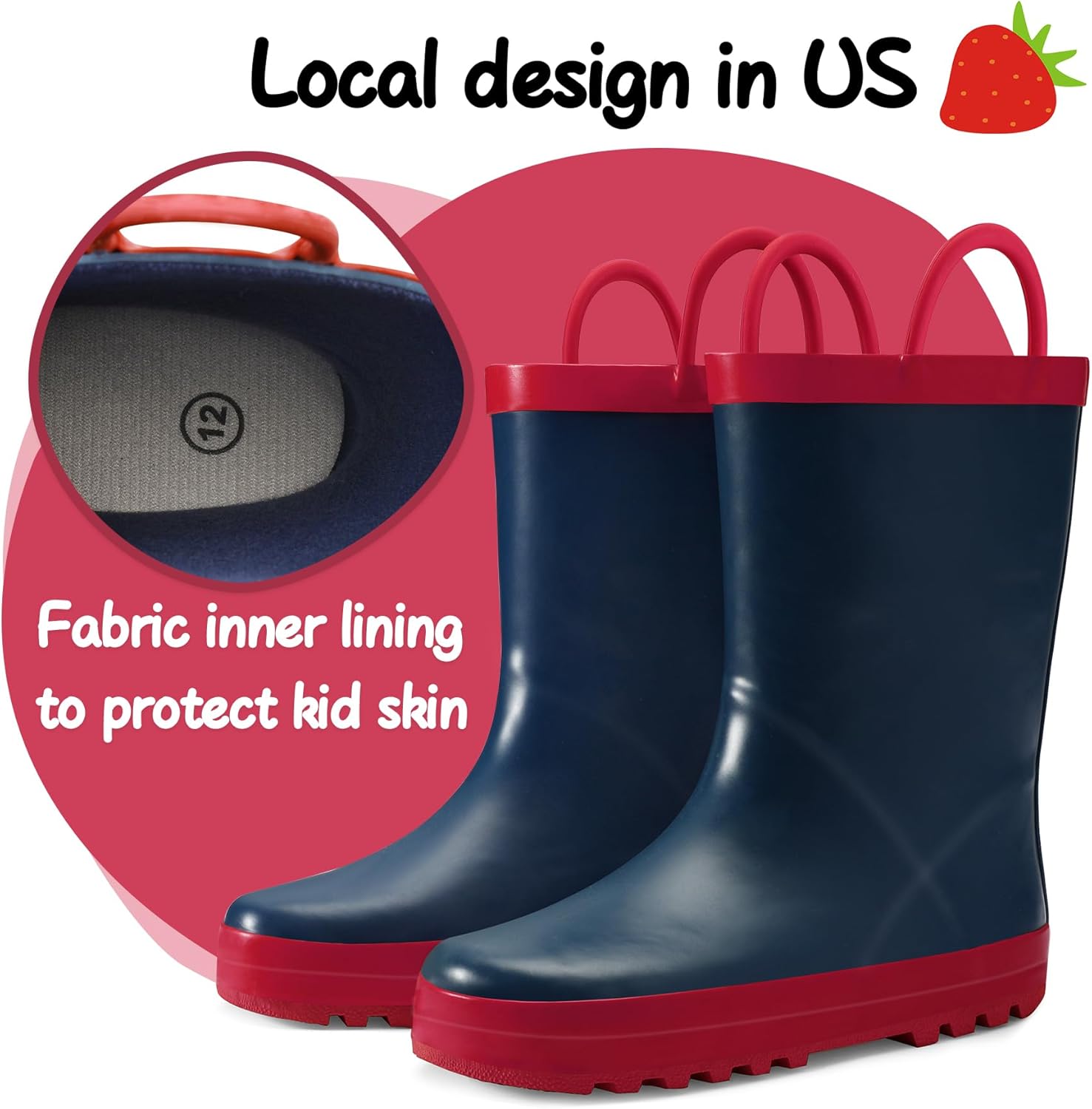 K KomForme Kids Rain Boots with Handles and Prints