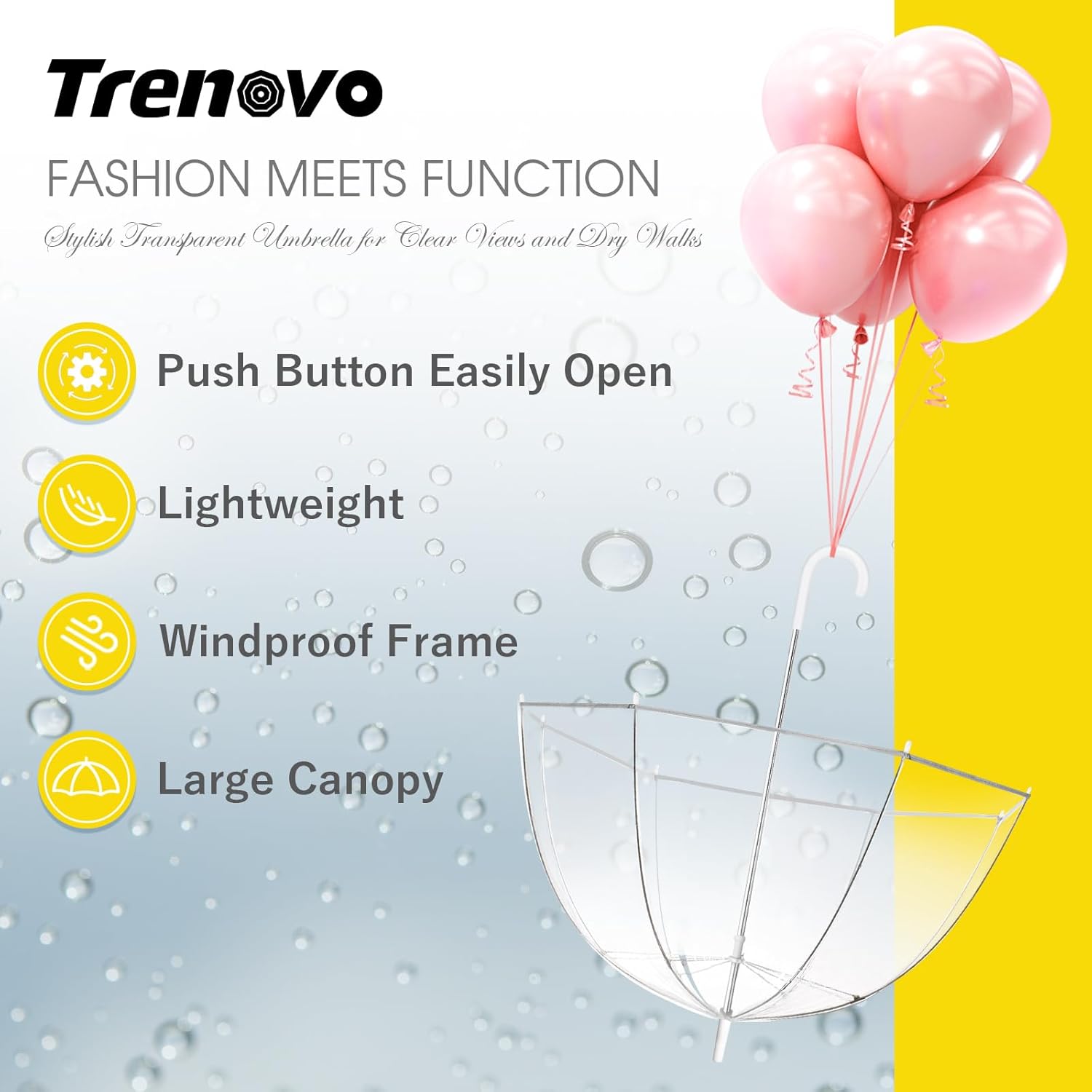 52 Inch Clear Bubble Umbrella for Women
