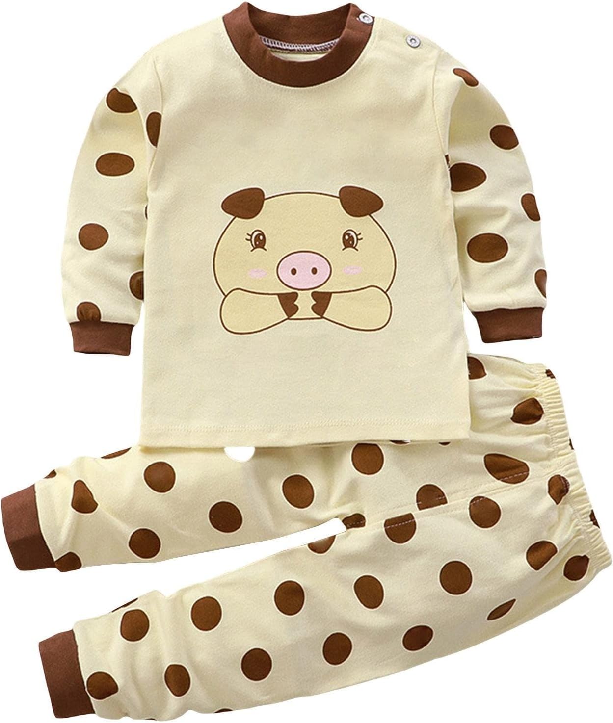 Toddler Baby Boys Girls Soft Long Sleeve 2-Piece Outfits