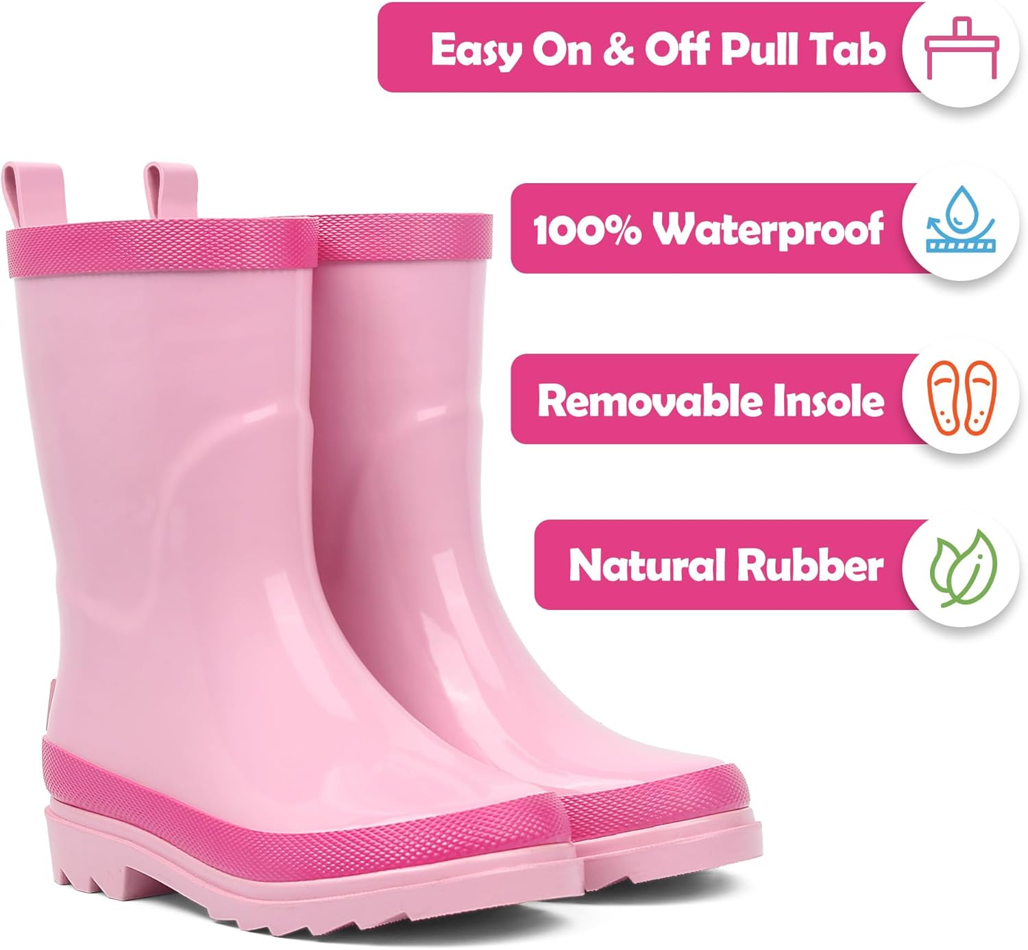 LandChief Kids Rain Boots Waterproof and Comfortable