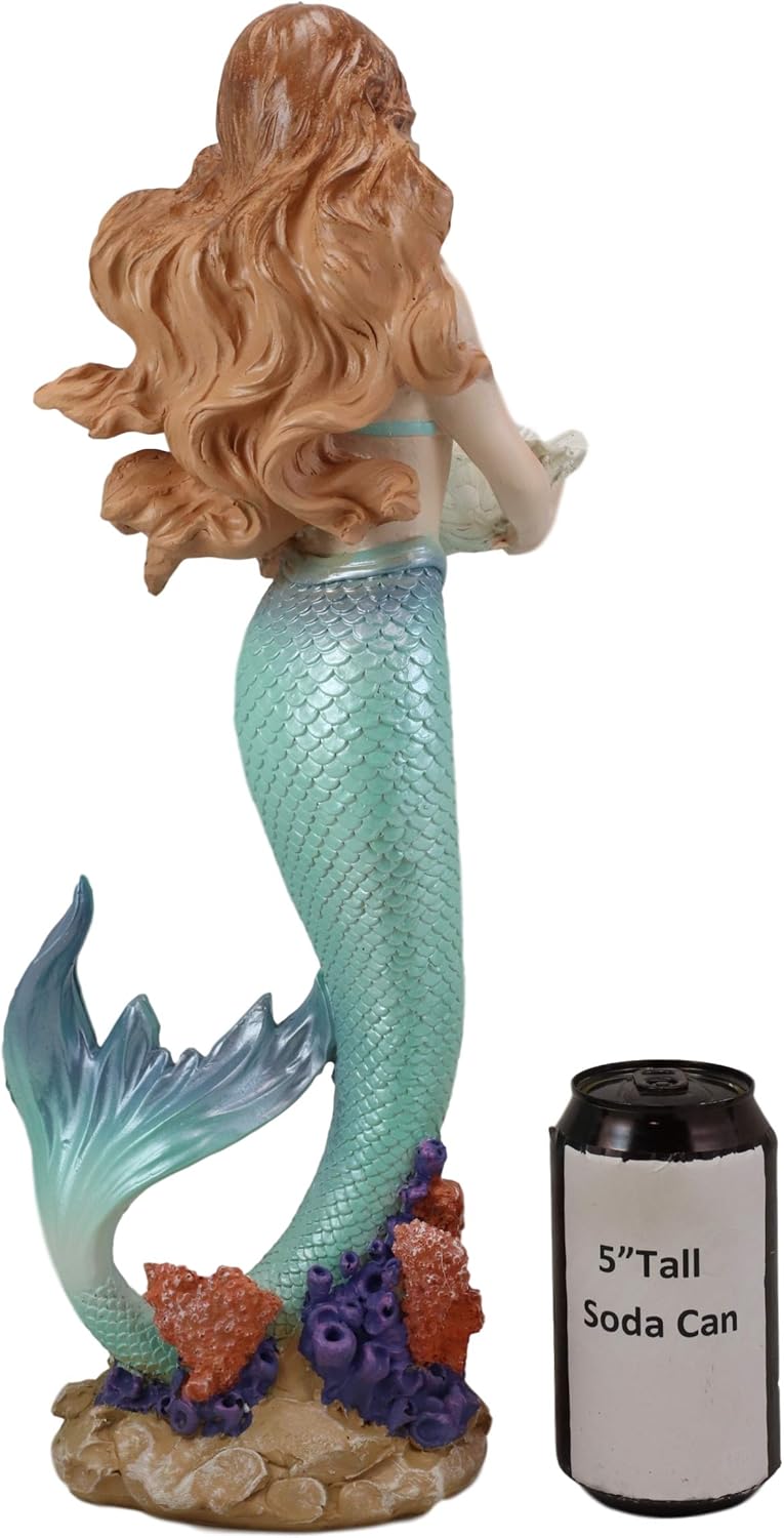 Ebros 17 Inch Tall Mermaid Ariel Statue with Oyster Shell