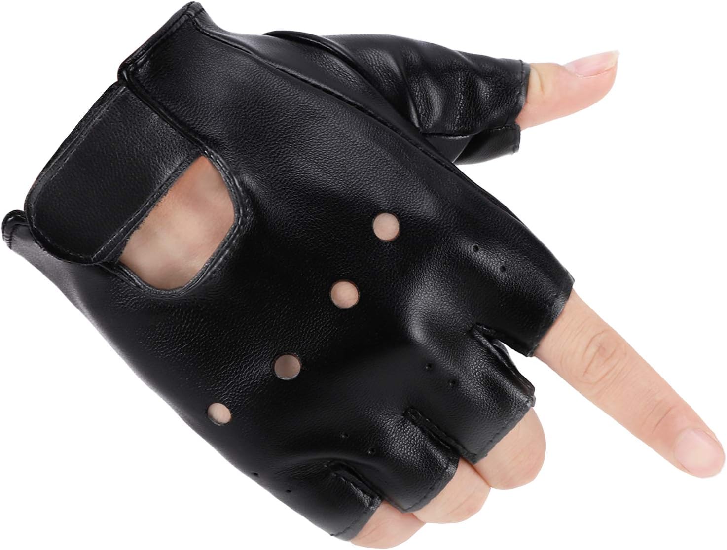 Accmor Kids Fingerless PU Leather Gloves for Outdoor Cosplay