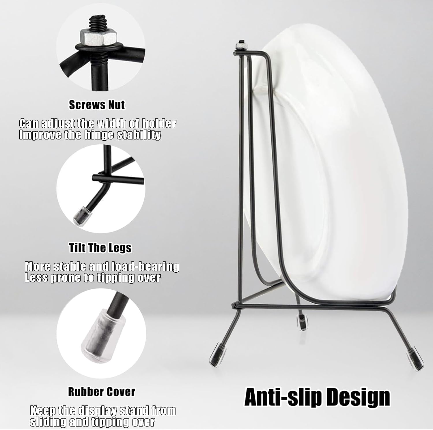 6 Pack Anti-Slip Iron Plate Stands for Display