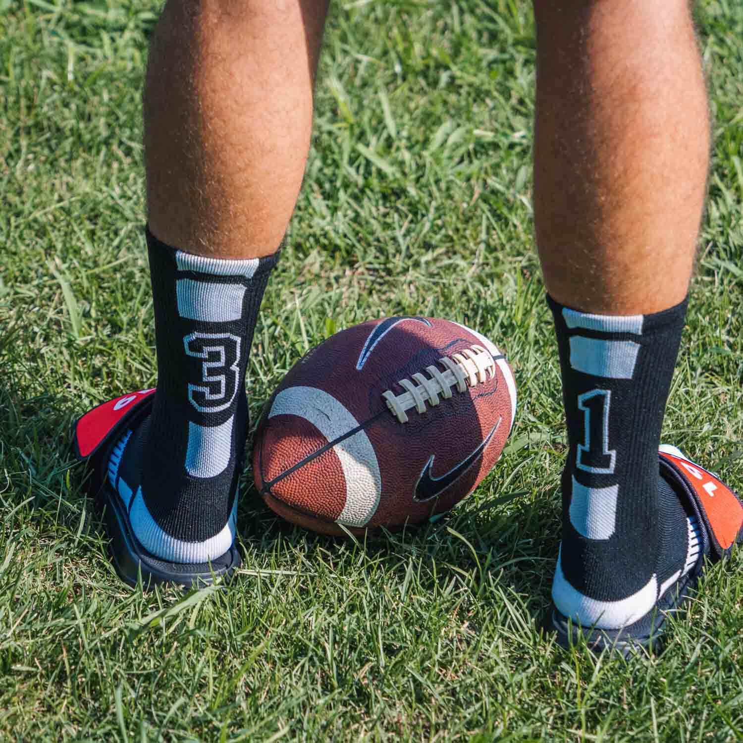 ChalkTalkSPORTS Custom Number Socks - Black Durable