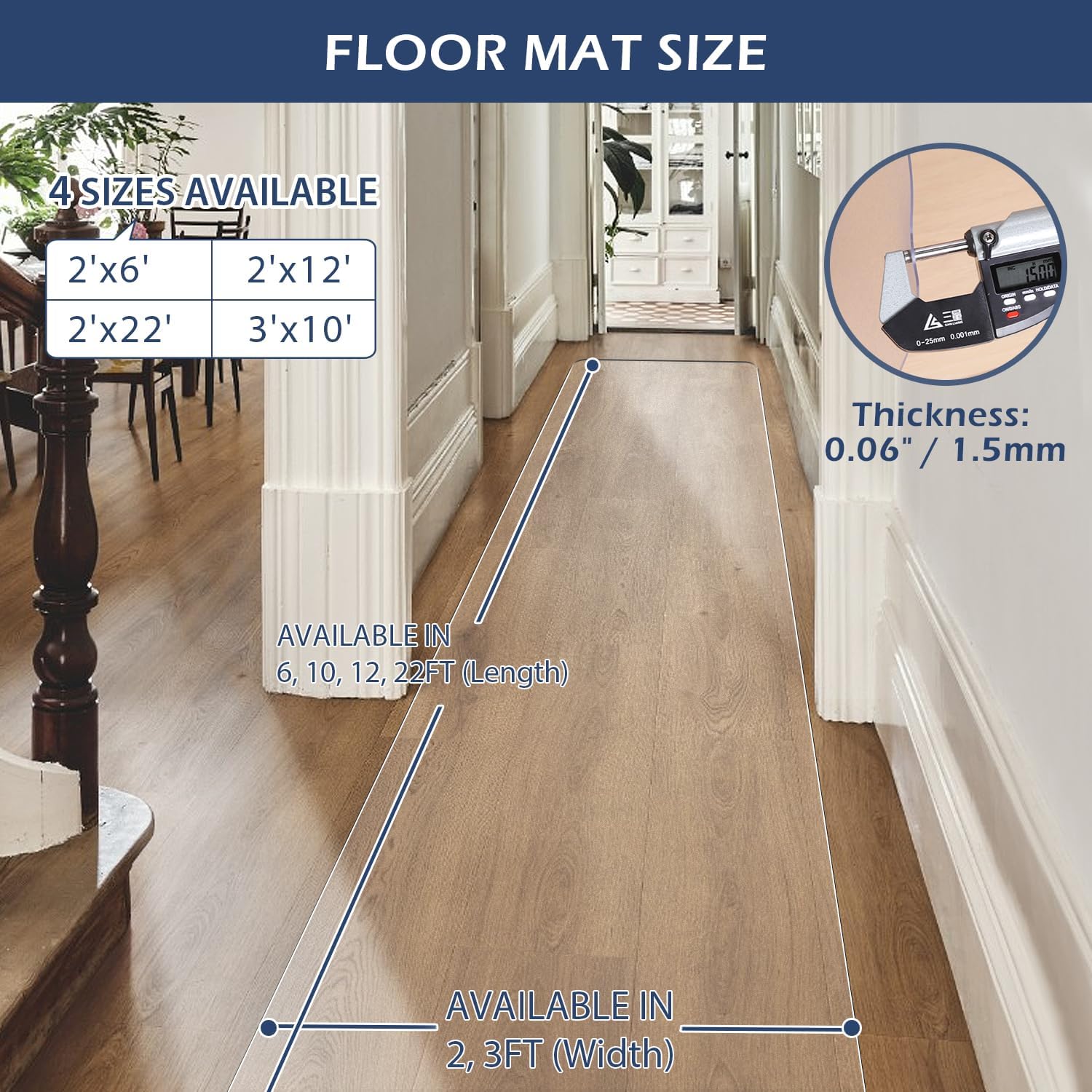 SALLOUS 6x2 ft Clear Hallway Runner Rug 1