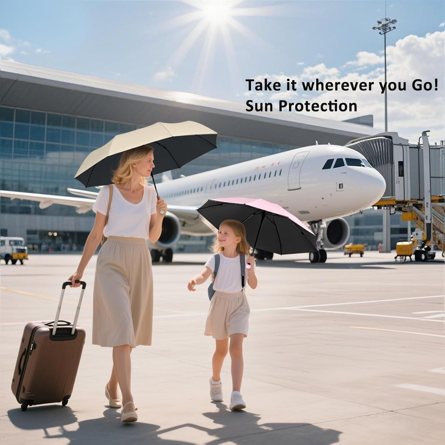 BAODINI Compact UV Sun Umbrella for Women Kids and Men