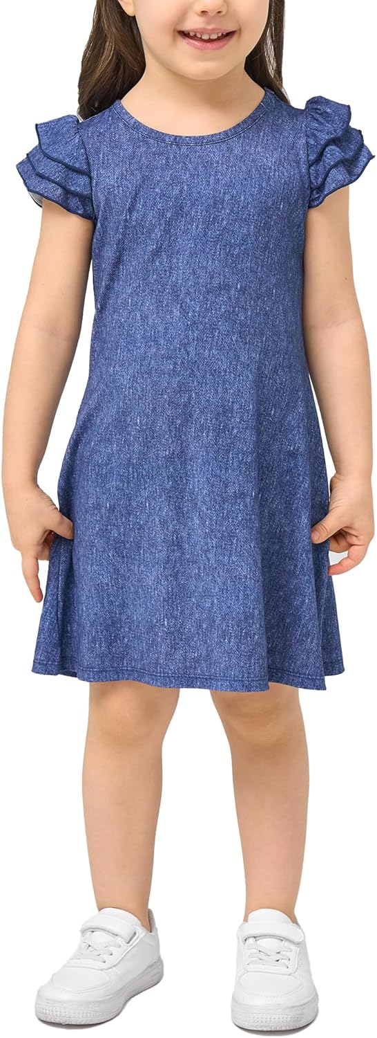 EASWEET Girls Summer Dress with Ruffle Sleeves