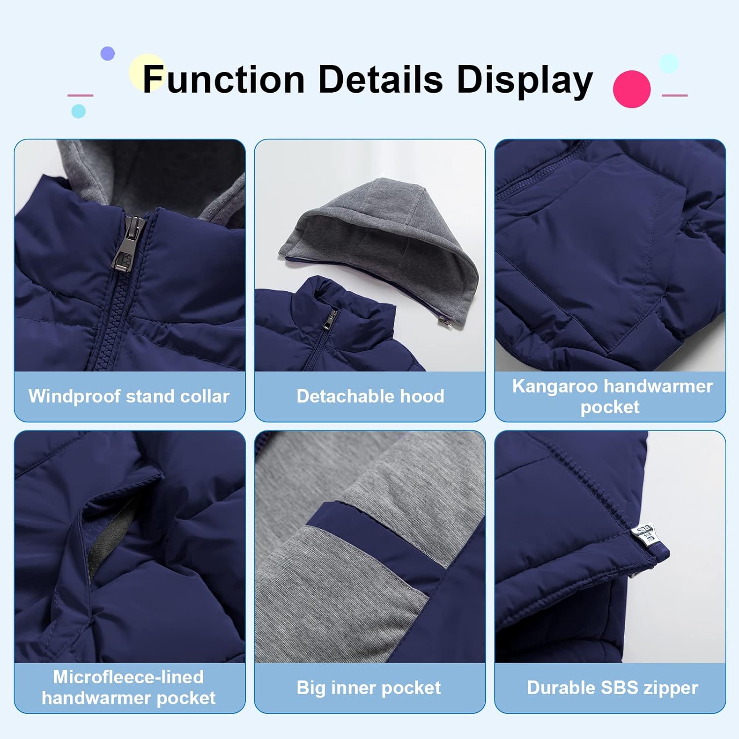 Pursky Warm Puffer Vest Coat for Kids 6-14Y
