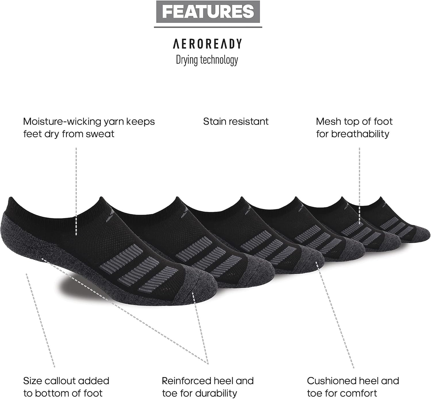 adidas Kids-Boys Cushioned Angle Stripe Socks 6-Pair