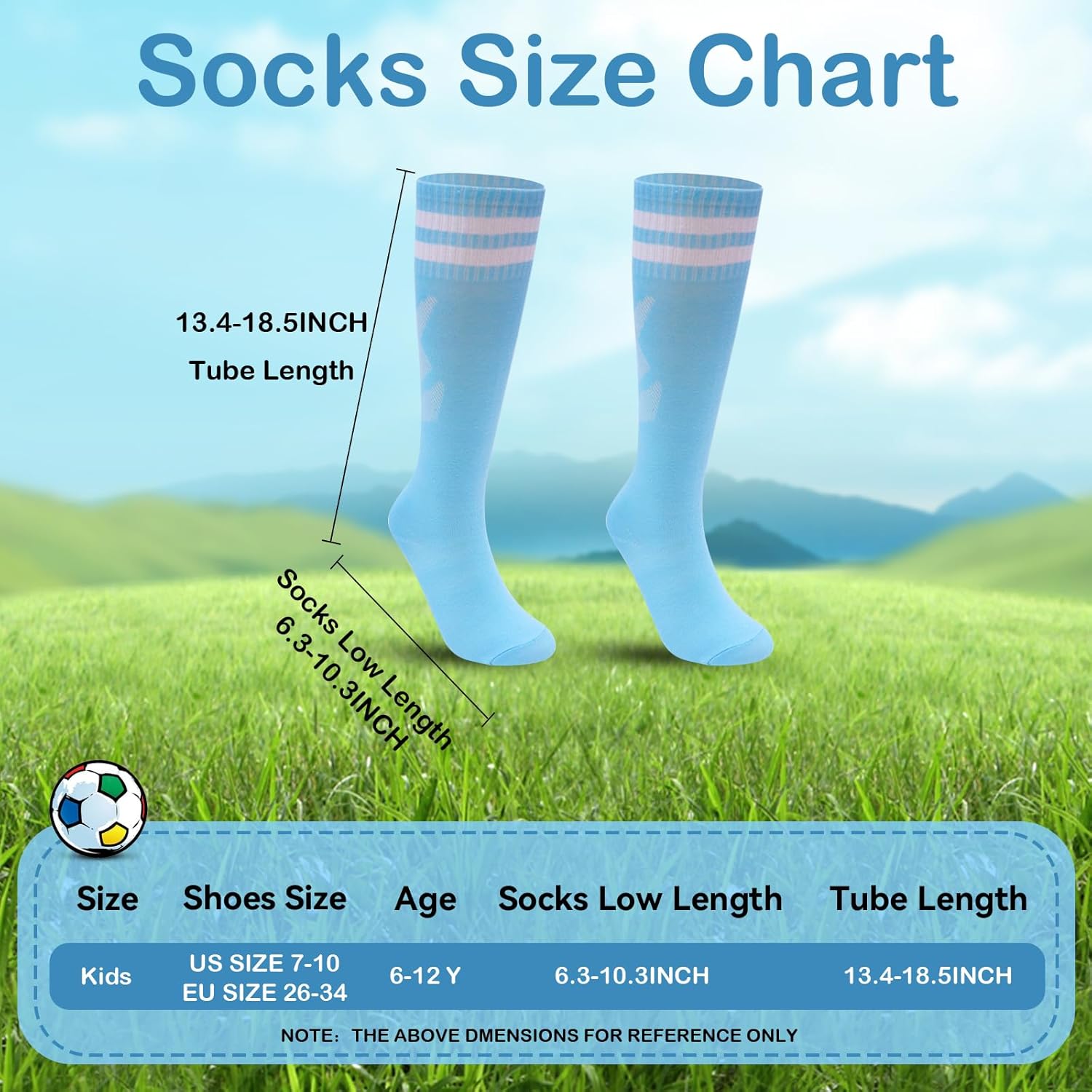 3 Pairs Kids Soccer Socks Striped Knee High