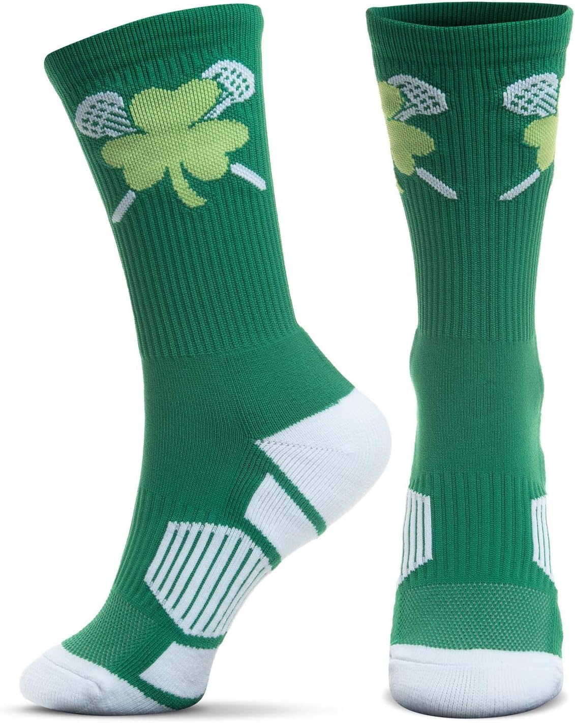 ChalkTalkSPORTS Lacrosse Crew Socks - Green Shamrock Mid-Calf