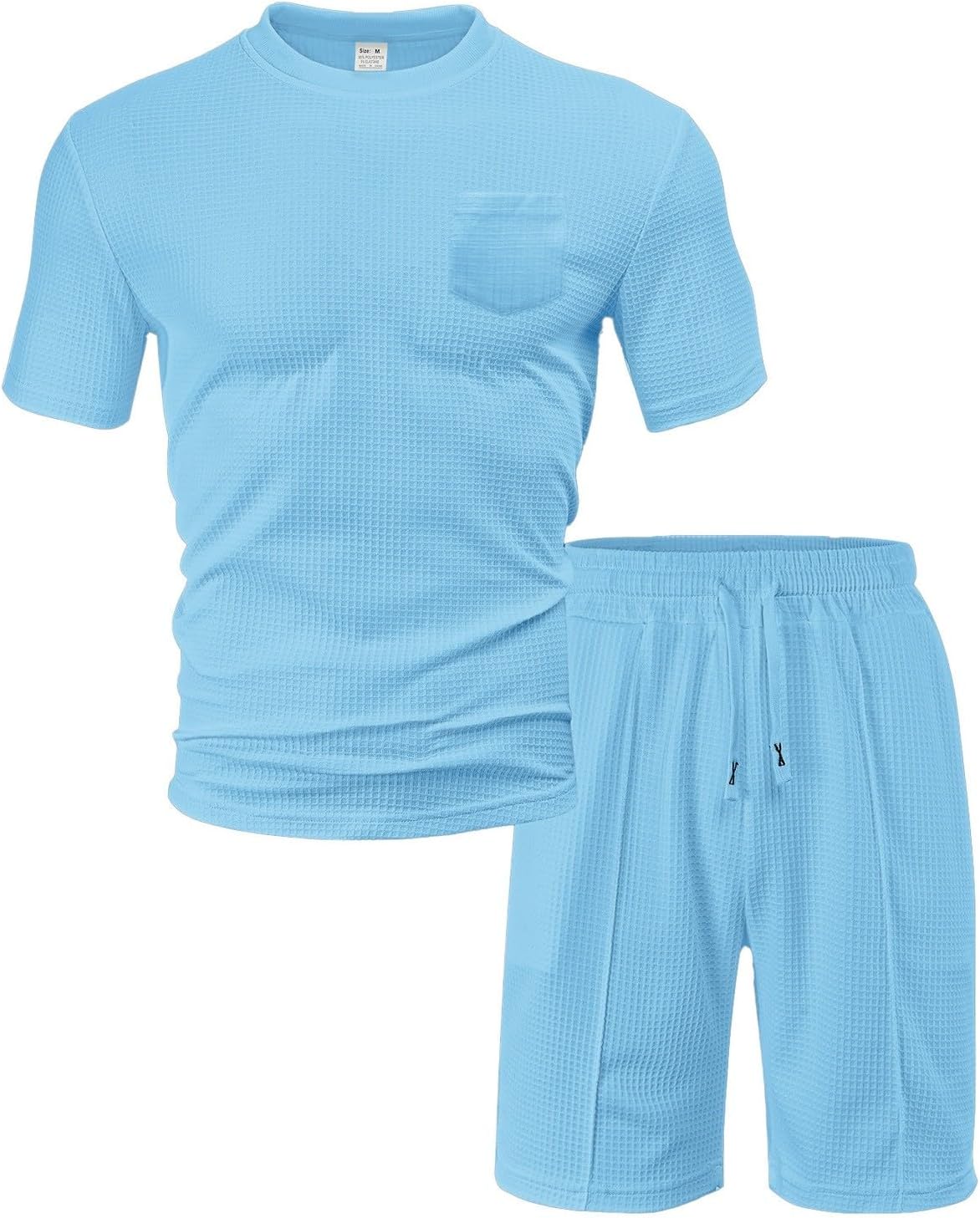 QIGUANDZ Men Waffle Track Suit 2 Piece Workout Set
