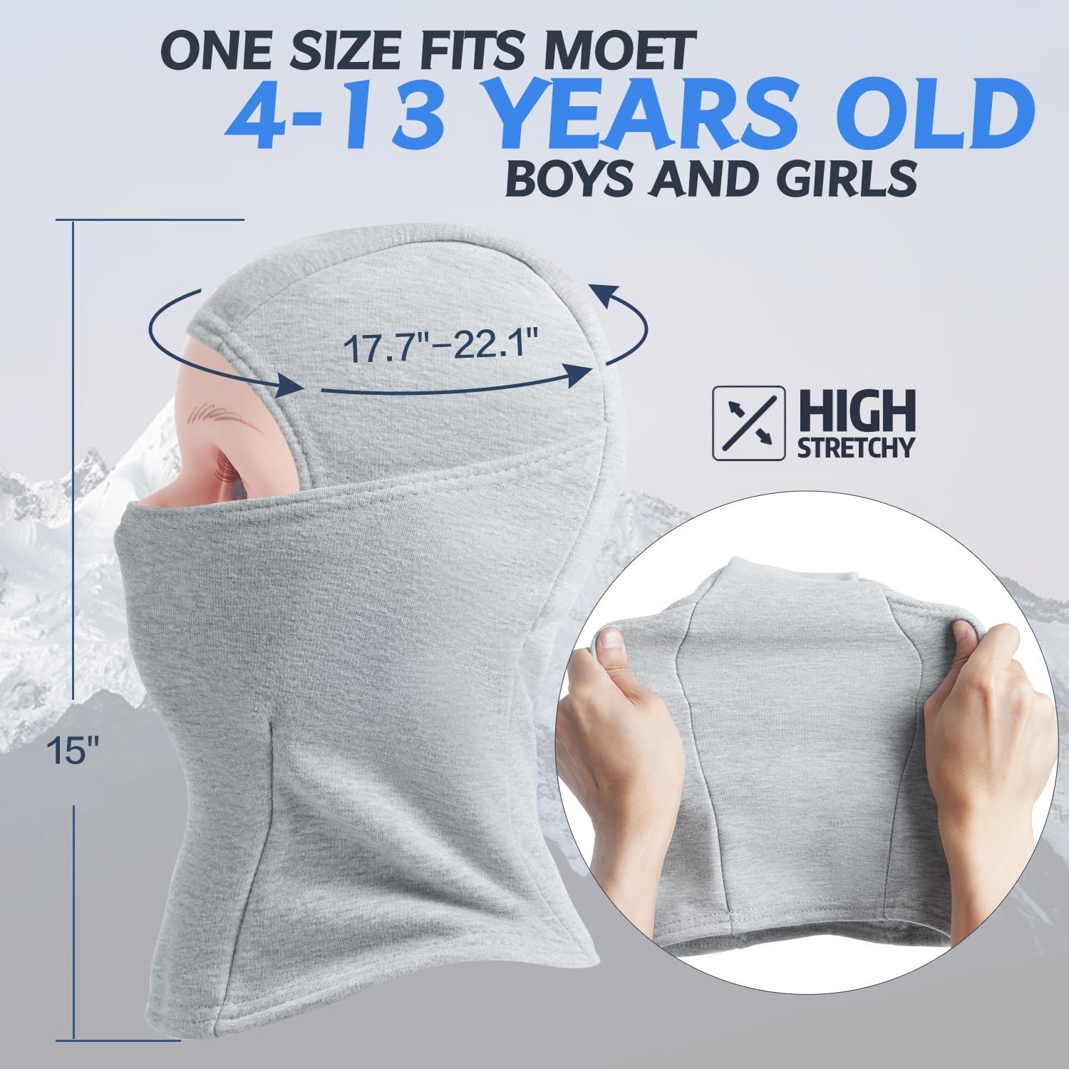 KOOLSOLY Kids Balaclava Face Mask - Winter Hat for Cold Weather Skiing
