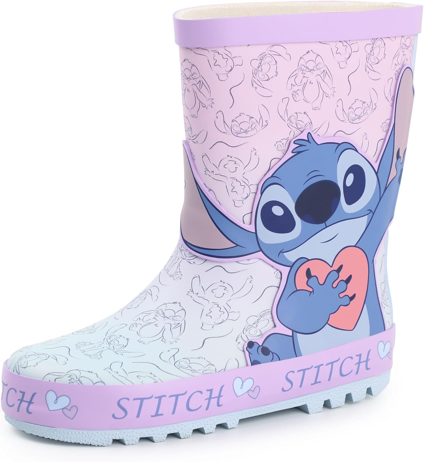 Disney Lilo Stitch Girls Wellington Boots in Purple 1