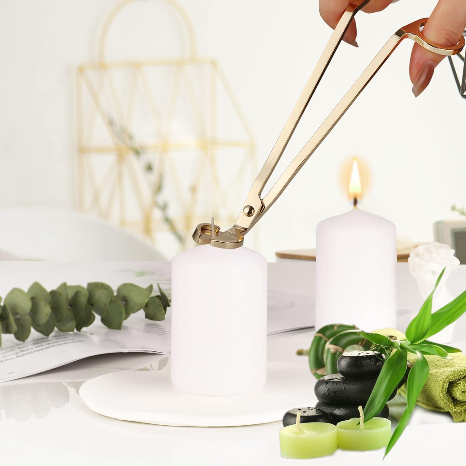 3-in-1 Candle Accessory Set - Wick Trimmer Dipper Cutter Snuffer Gold