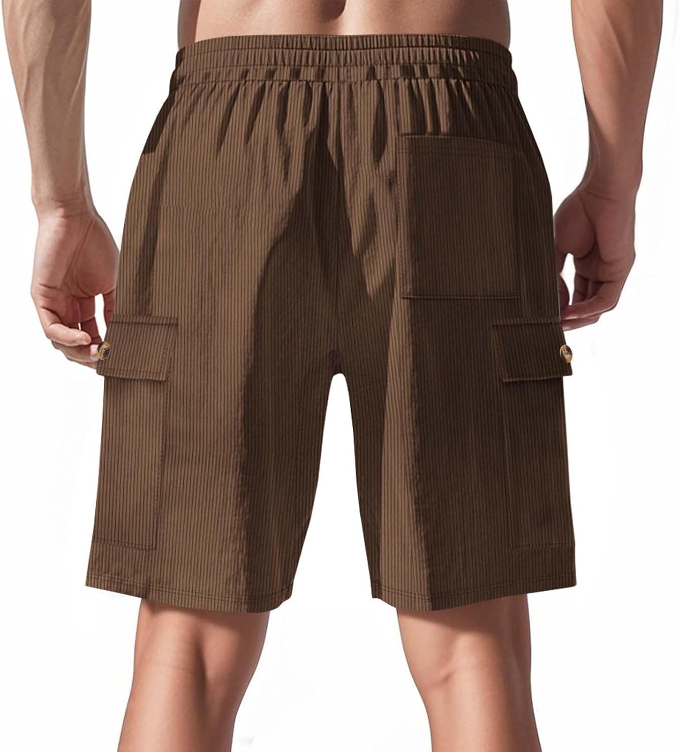 Finelylove Mens Cargo Shorts with Pockets and Elastic Waist