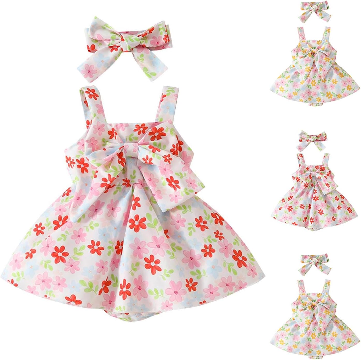 Newborn Baby Girls Cotton Romper with Headband Set 0-18M