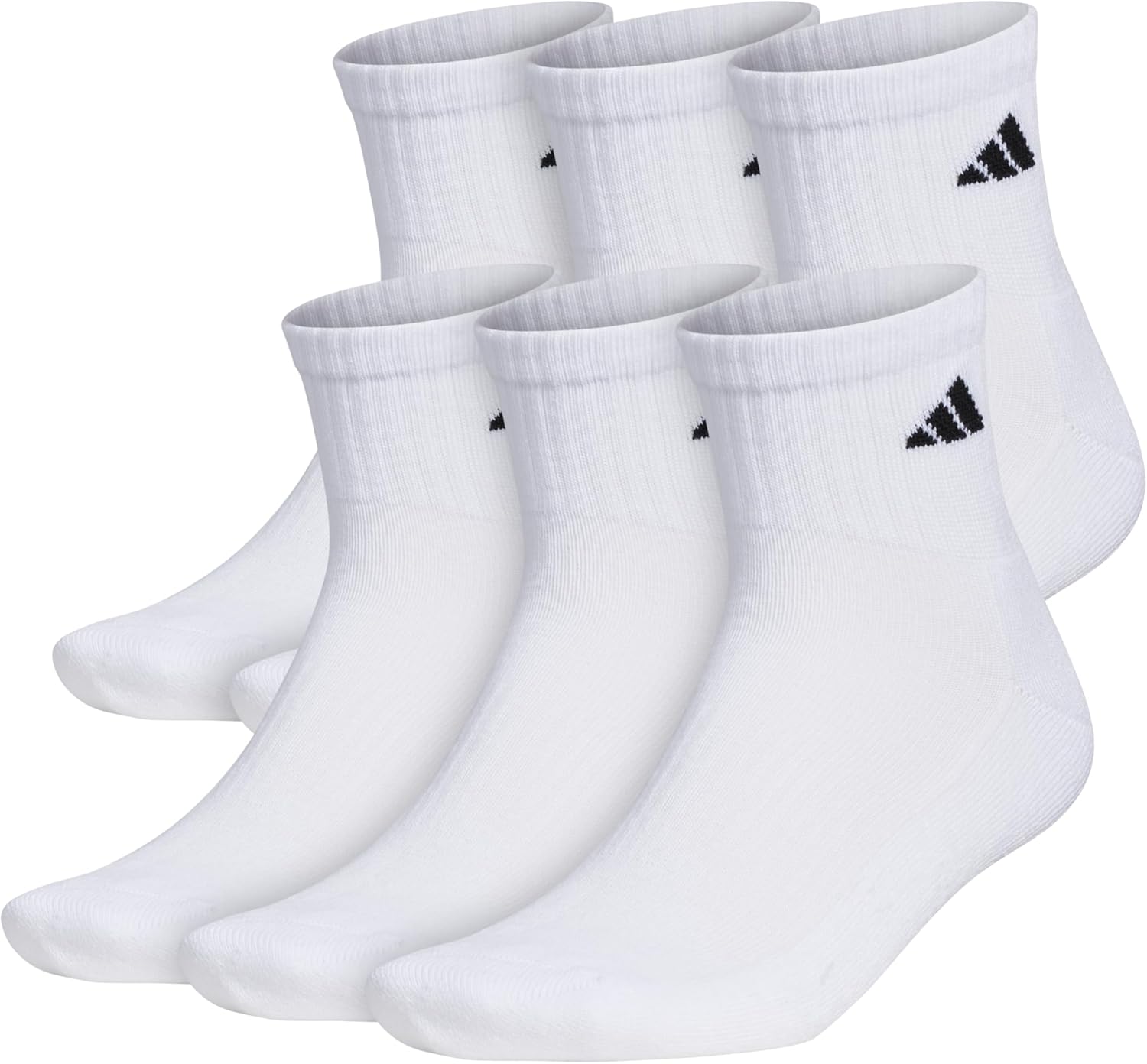 adidas Mens Athletic Cushioned Quarter Socks 6 Pairs