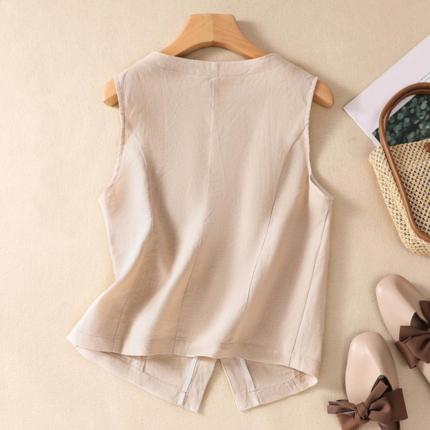 Womens Linen Shirts Summer Casual Loose Fit Button Down Blouse Tops