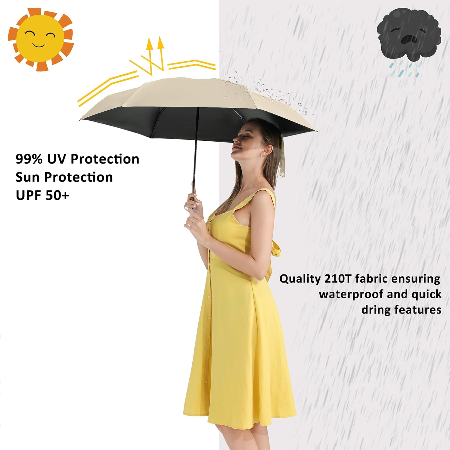 BAODINI Compact UV Sun Umbrella for Women Kids and Men