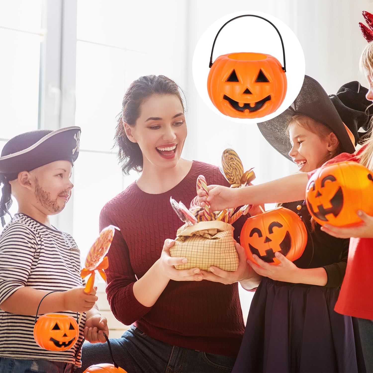 NUOBESTY 8Pcs Mini Halloween Pumpkin Lantern Bucket