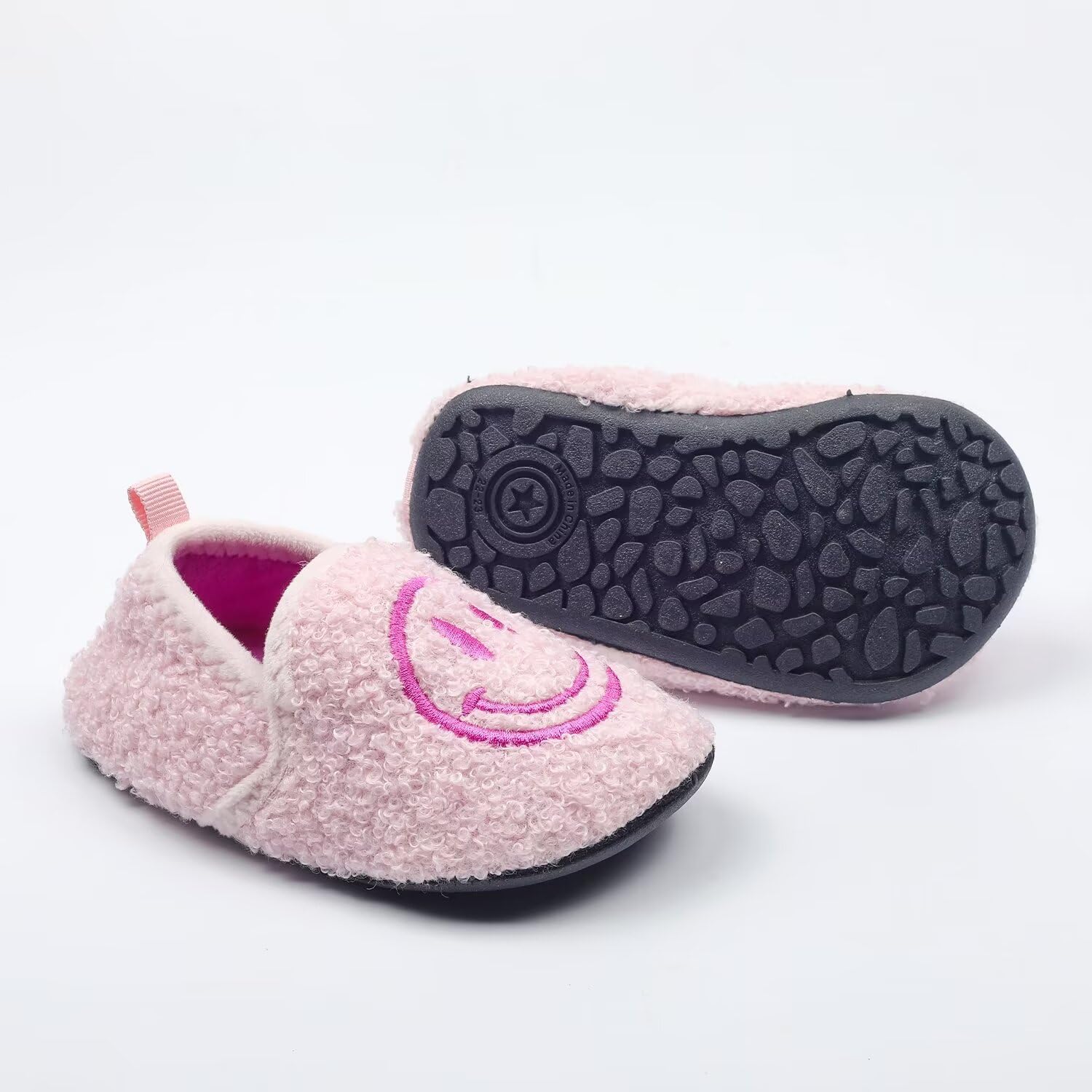 Kids Slippers with Cute Smile Faces Non-Slip Rubber Sole