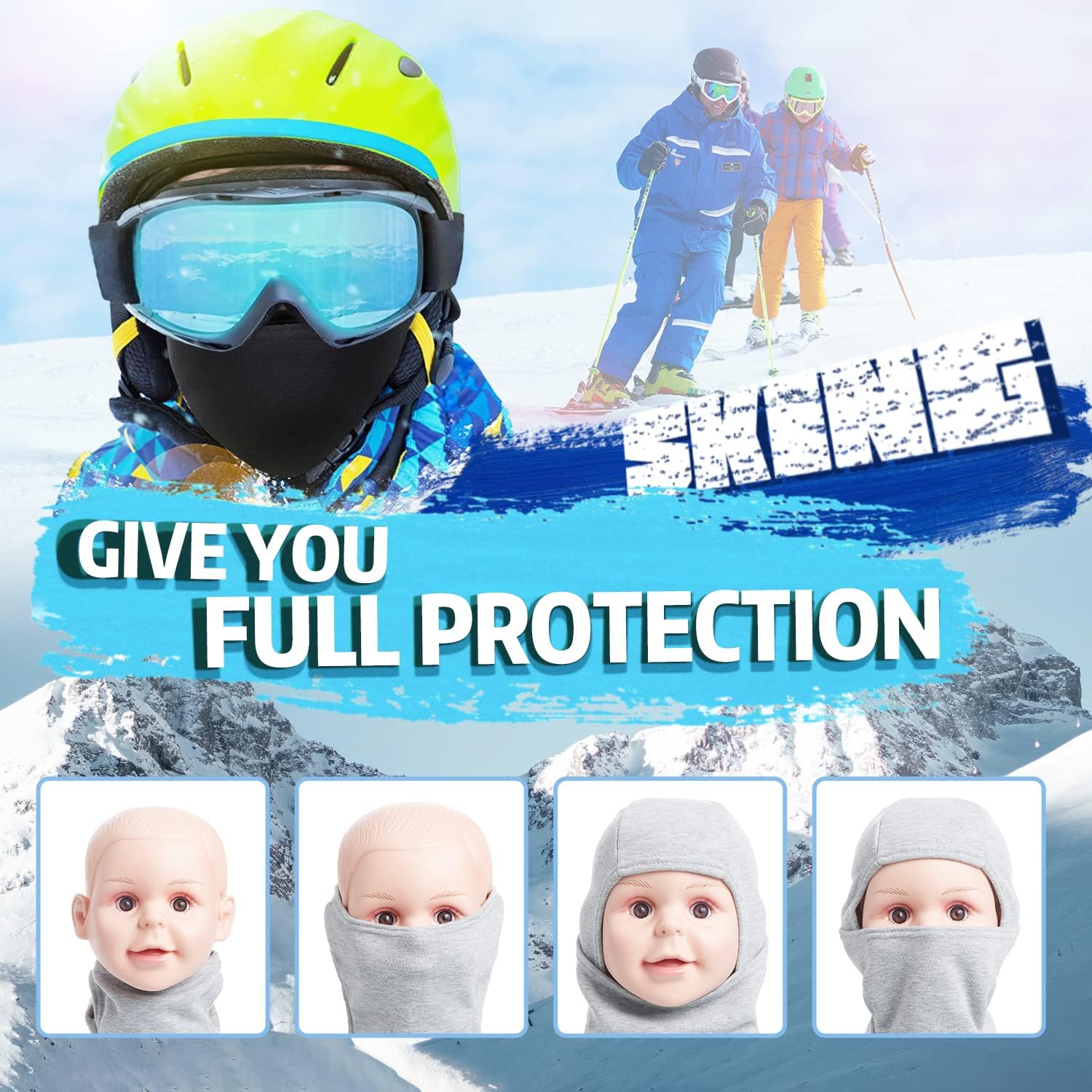 KOOLSOLY Kids Balaclava Face Mask - Winter Hat for Cold Weather Skiing