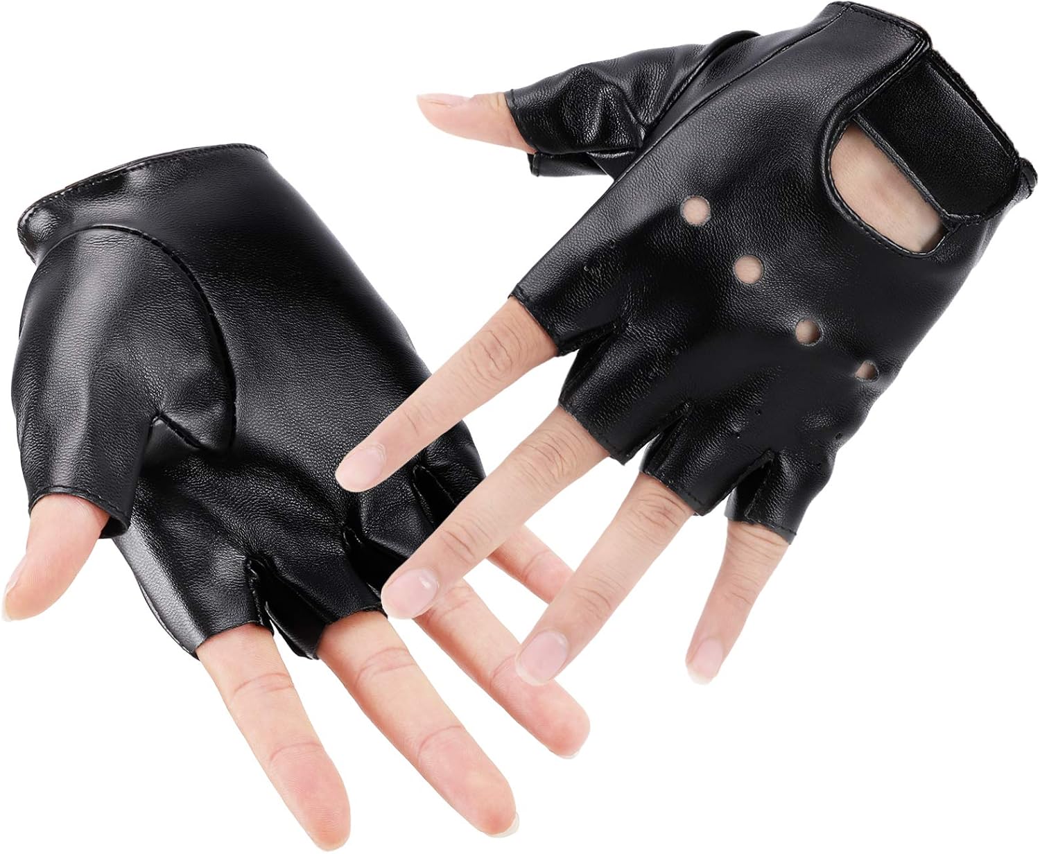 Accmor Kids Fingerless PU Leather Gloves for Outdoor Cosplay