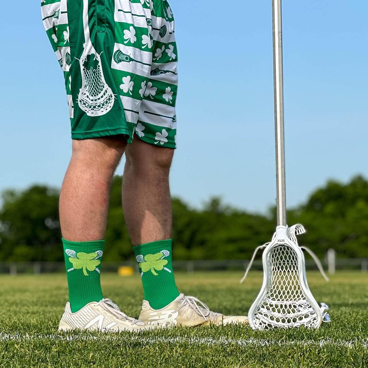 ChalkTalkSPORTS Lacrosse Crew Socks - Green Shamrock Mid-Calf