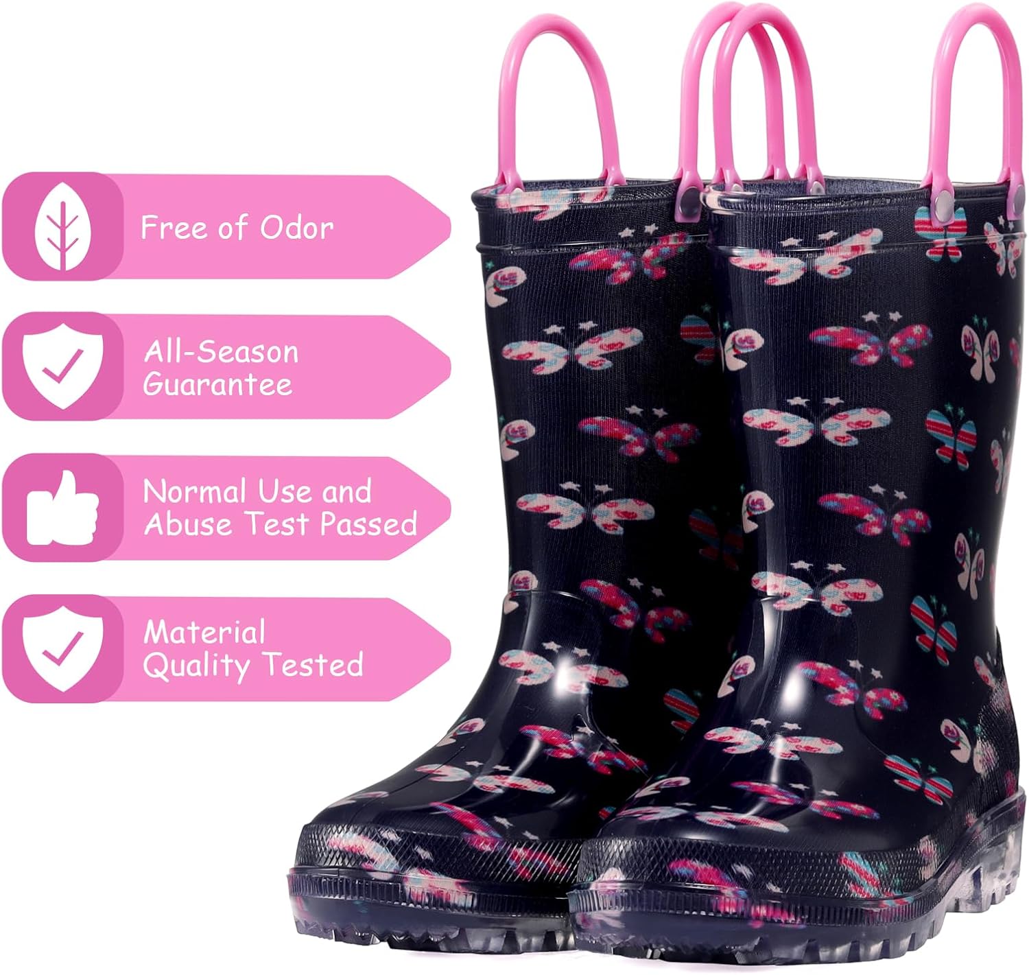 WILLPORT Light Up Rain Boots for Toddlers with Easy-On Handles