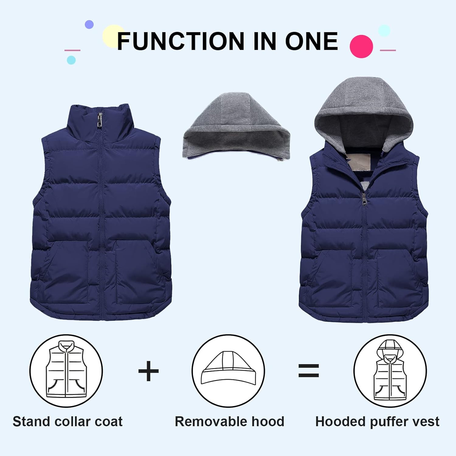 Pursky Warm Puffer Vest Coat for Kids 6-14Y
