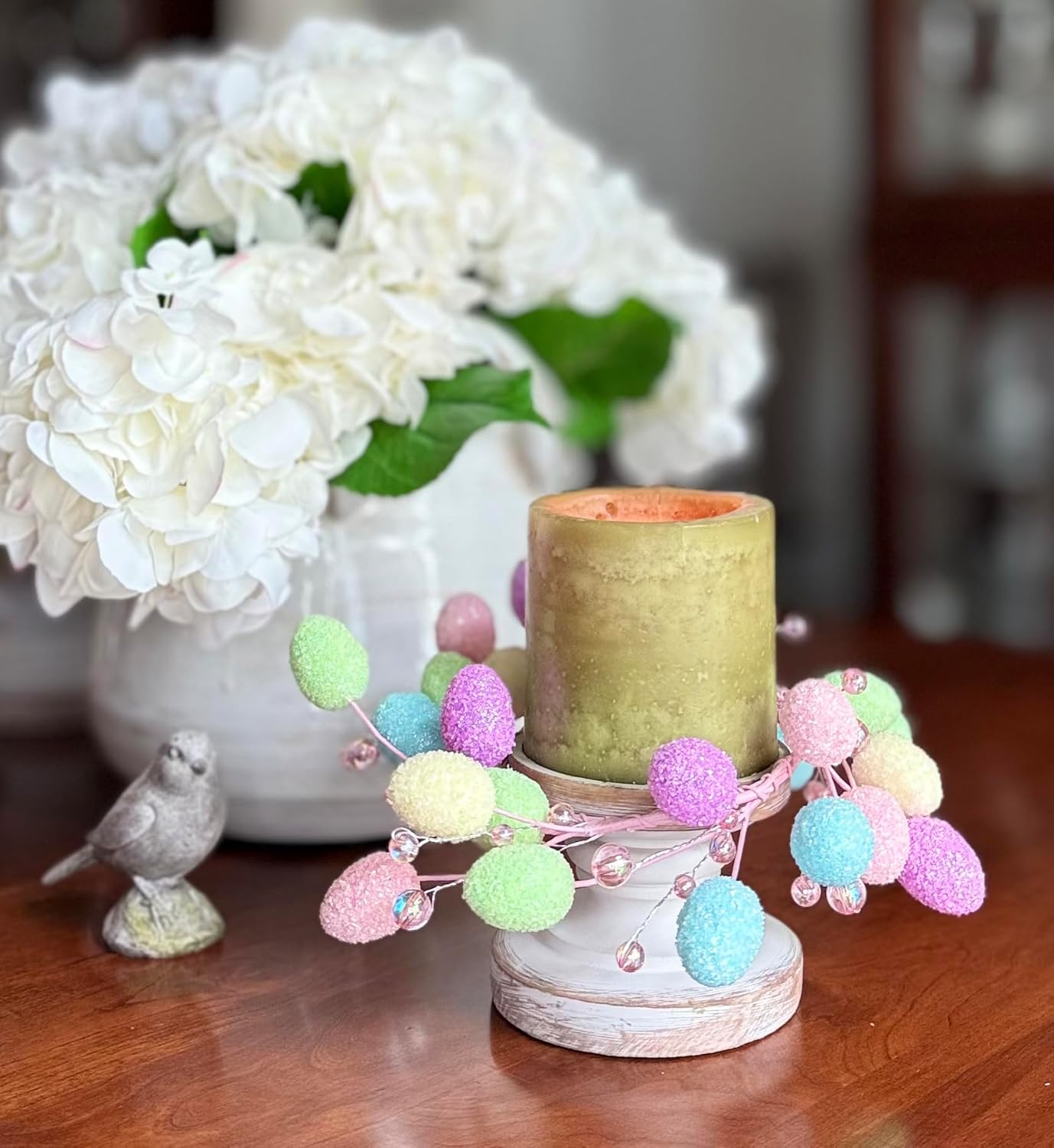 Easter Egg Candle Ring 9 Inch Pastel Decorative Wreath